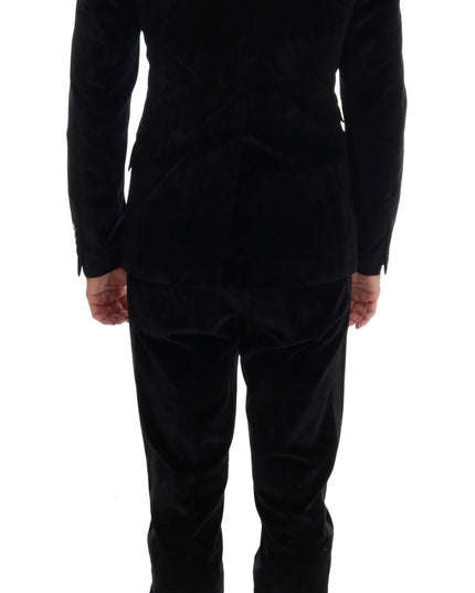 Dolce & Gabbana Black Velvet Slim Double Breasted Suit