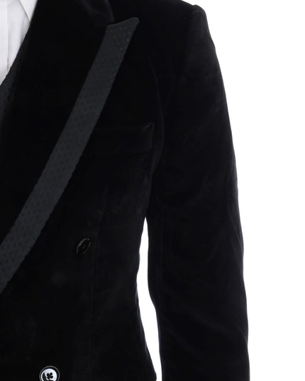 Dolce & Gabbana Black Velvet Slim Double Breasted Suit