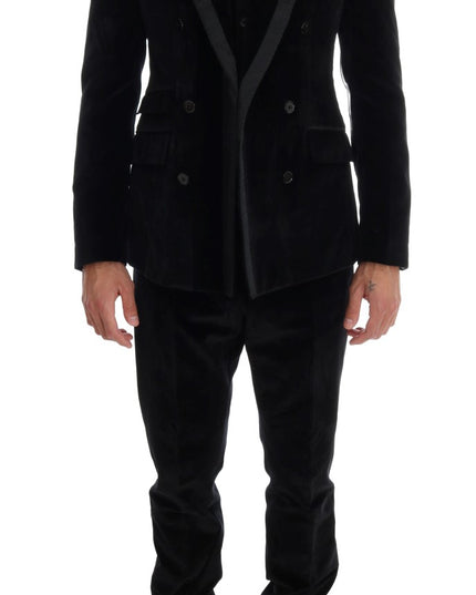 Dolce & Gabbana Black Velvet Slim Double Breasted Suit