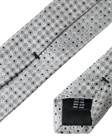 Dolce & Gabbana Light Gray Polka Dot Silk Adjustable Men Tie