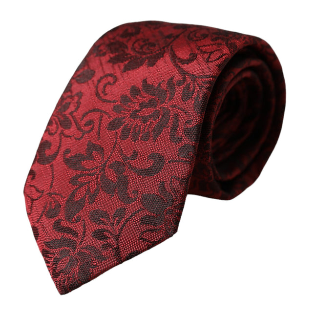 Dolce & Gabbana Red Floral Brocade Silk Adjustable Men Tie