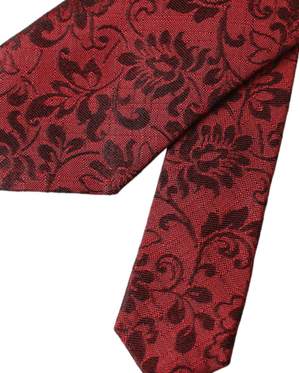 Dolce & Gabbana Red Floral Brocade Silk Adjustable Men Tie