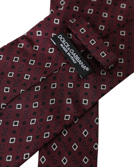Dolce & Gabbana Maroon Silk Branded Logo Adjustable Men Tie