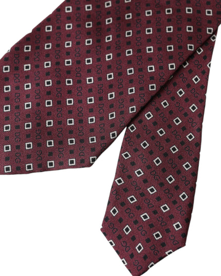 Dolce & Gabbana Maroon Silk Branded Logo Adjustable Men Tie