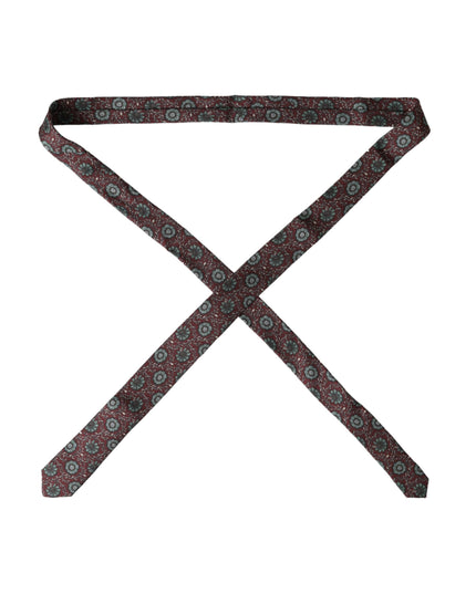 Dolce & Gabbana Maroon Floral 100% Silk Adjustable Men Tie