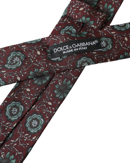 Dolce & Gabbana Maroon Floral 100% Silk Adjustable Men Tie