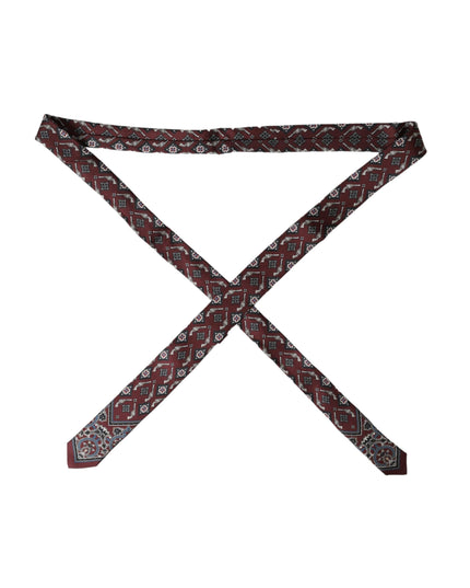 Dolce & Gabbana Bordeaux Printed 100% Silk Adjustable Men Tie
