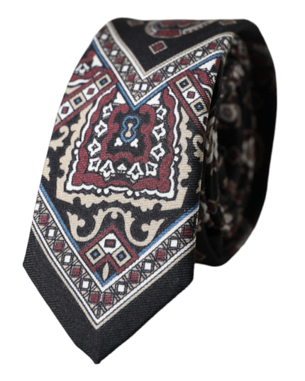 Dolce & Gabbana Black Printed 100% Silk Adjustable Men Tie