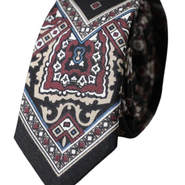 Dolce & Gabbana Black Printed 100% Silk Adjustable Men Tie