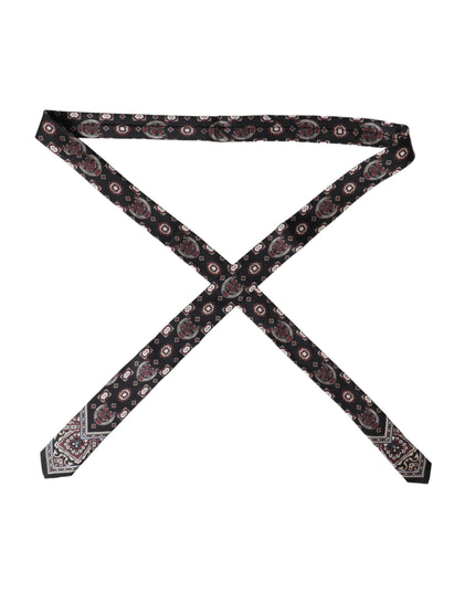 Dolce & Gabbana Black Printed 100% Silk Adjustable Men Tie