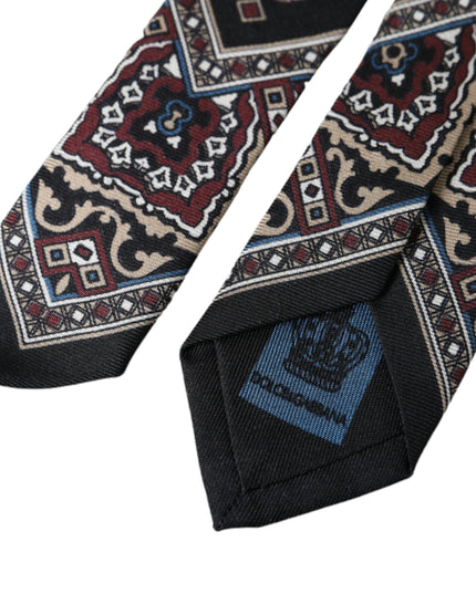 Dolce & Gabbana Black Printed 100% Silk Adjustable Men Tie