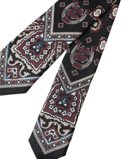 Dolce & Gabbana Black Printed 100% Silk Adjustable Men Tie