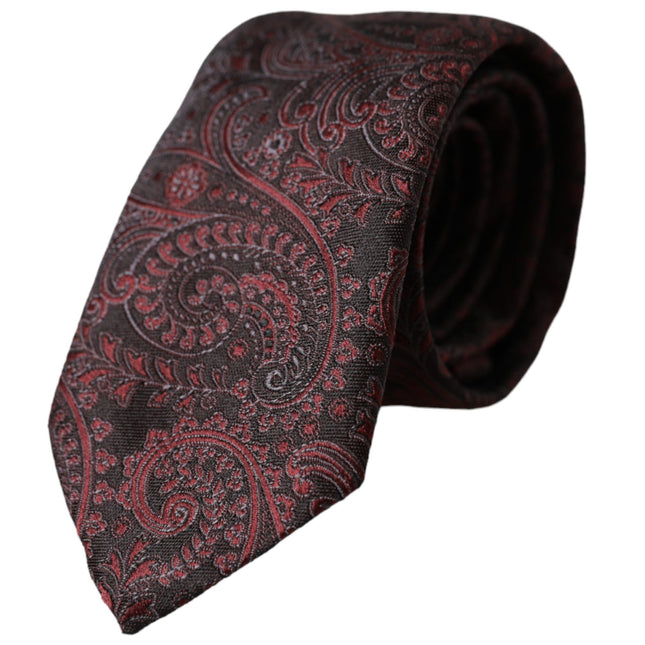 Dolce & Gabbana Bordeaux Patterned Silk Adjustable Men Tie