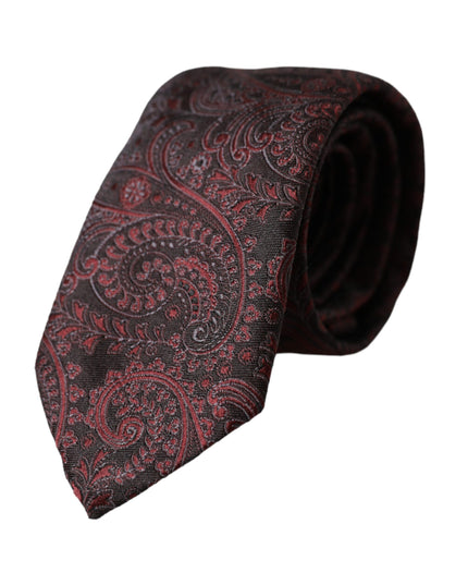 Dolce & Gabbana Bordeaux Patterned Silk Adjustable Men Tie