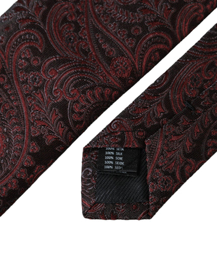 Dolce & Gabbana Bordeaux Patterned Silk Adjustable Men Tie
