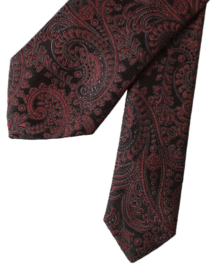 Dolce & Gabbana Bordeaux Patterned Silk Adjustable Men Tie