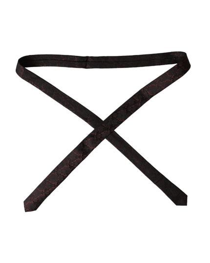 Dolce & Gabbana Maroon Floral Fantasy Silk Adjustable Men Tie