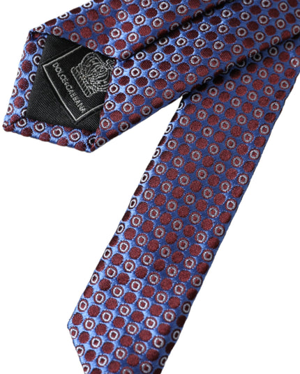 Dolce & Gabbana Blue Purple Patterned Silk Adjustable Men Tie