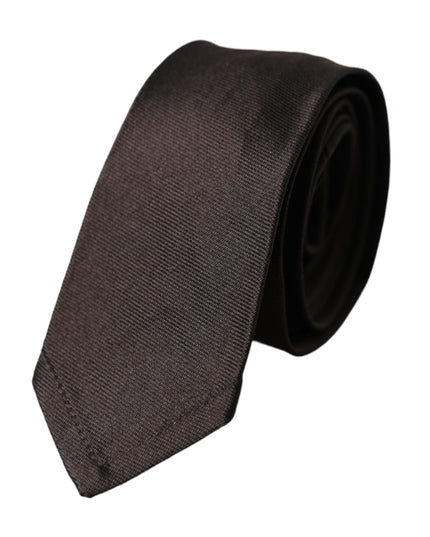 Dolce & Gabbana Brown Solid 100% Silk Adjustable Tie