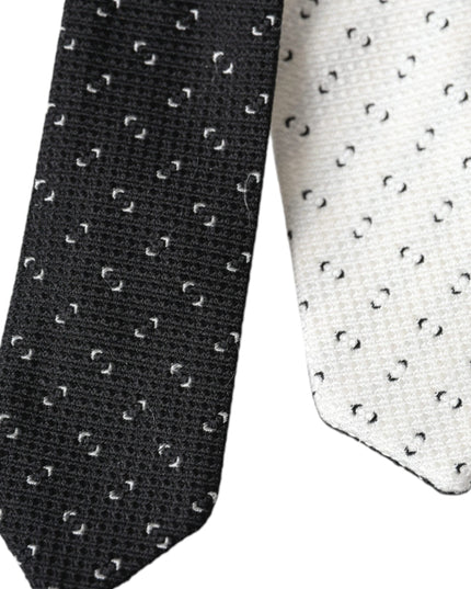 Dolce & Gabbana Black White Patterned Adjustable Tie