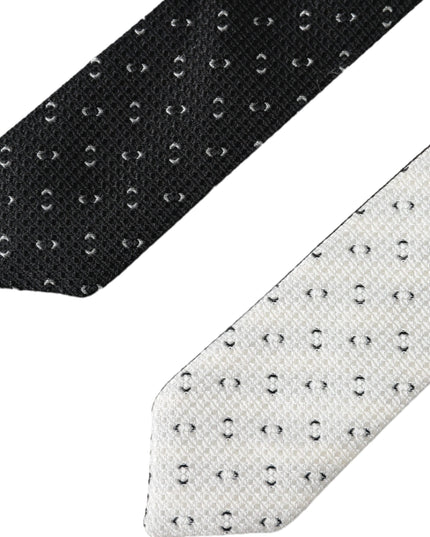 Dolce & Gabbana Black White Patterned Adjustable Tie