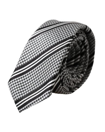 Dolce & Gabbana Black White Stripes Silk Adjustable Tie