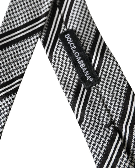 Dolce & Gabbana Black White Stripes Silk Adjustable Tie