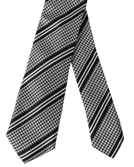 Dolce & Gabbana Black White Stripes Silk Adjustable Tie
