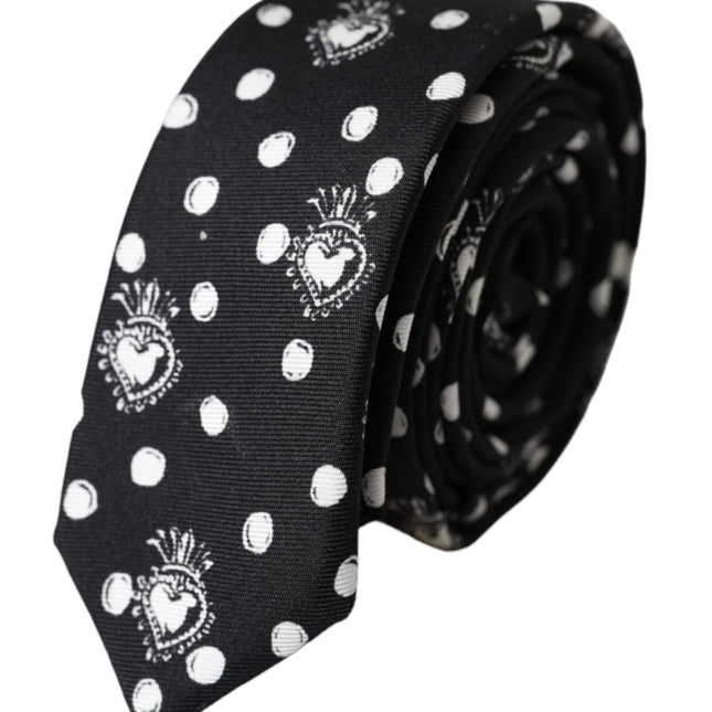 Dolce & Gabbana Black Heart Polka Dot Adjustable Tie