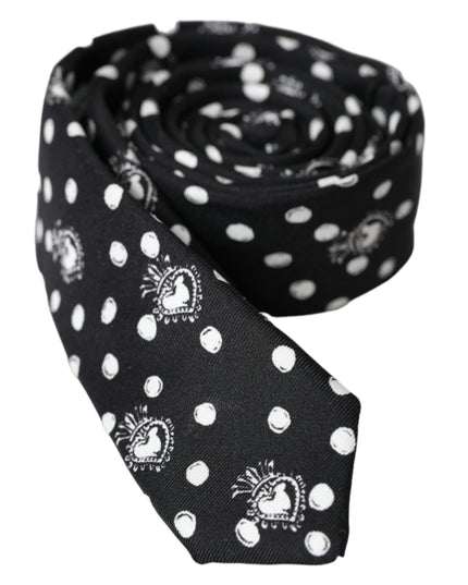 Dolce & Gabbana Black Heart Polka Dot Adjustable Tie
