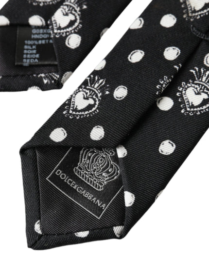 Dolce & Gabbana Black Heart Polka Dot Adjustable Tie
