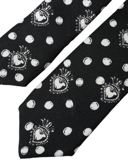 Dolce & Gabbana Black Heart Polka Dot Adjustable Tie