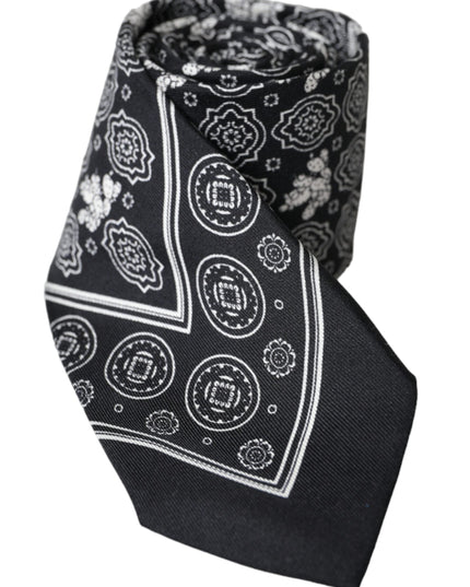 Dolce & Gabbana Black Patterned 100%Silk Adjustable Tie
