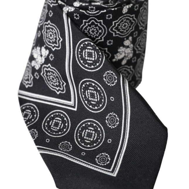 Dolce & Gabbana Black Patterned 100%Silk Adjustable Tie
