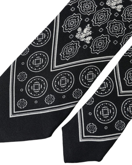Dolce & Gabbana Black Patterned 100%Silk Adjustable Tie