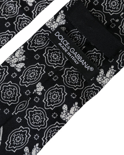 Dolce & Gabbana Black Patterned 100%Silk Adjustable Tie