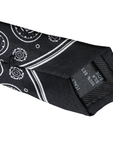 Dolce & Gabbana Black Patterned 100%Silk Adjustable Tie