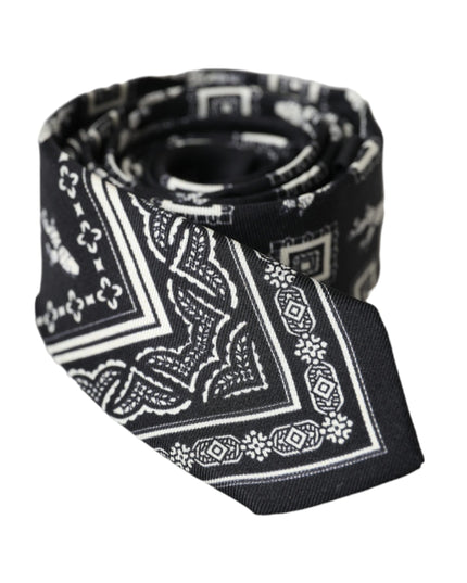 Dolce & Gabbana Black Patterned 100%Silk Adjustable Tie