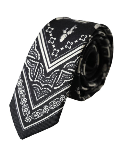 Dolce & Gabbana Black Patterned 100%Silk Adjustable Tie