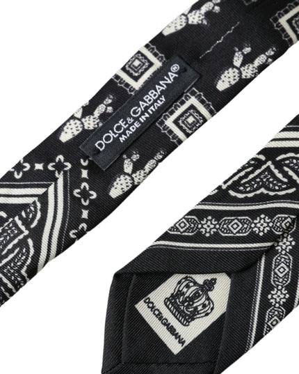 Dolce & Gabbana Black Patterned 100%Silk Adjustable Tie