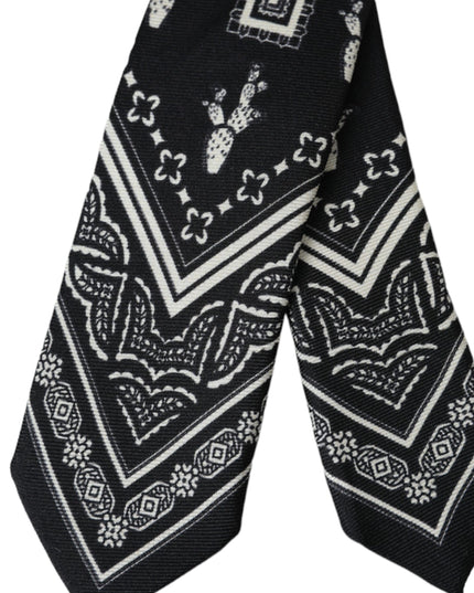 Dolce & Gabbana Black Patterned 100%Silk Adjustable Tie