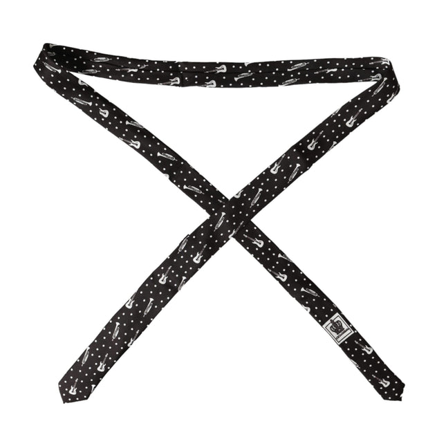 Dolce & Gabbana Black Guitar Print Silk Adjustable Tie