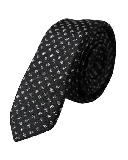 Dolce & Gabbana Black Jacquard Patterned Silk Adjustable Men Tie