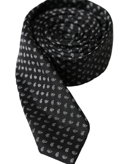 Dolce & Gabbana Black Jacquard Patterned Silk Adjustable Men Tie