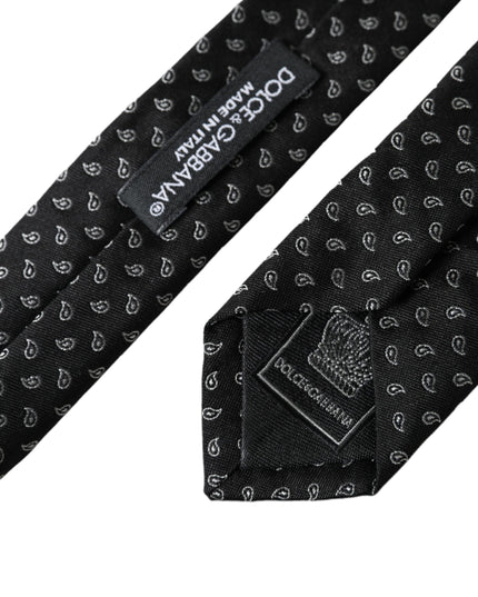 Dolce & Gabbana Black Jacquard Patterned Silk Adjustable Men Tie