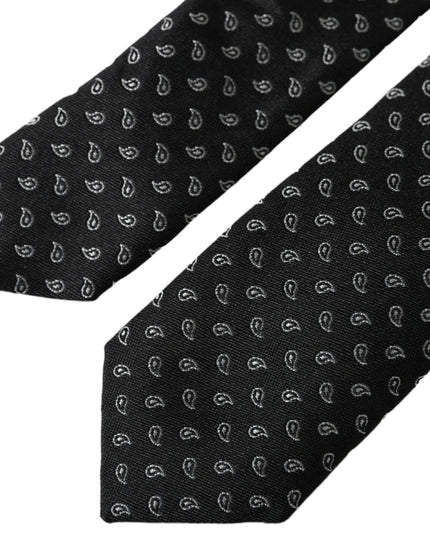 Dolce & Gabbana Black Jacquard Patterned Silk Adjustable Men Tie