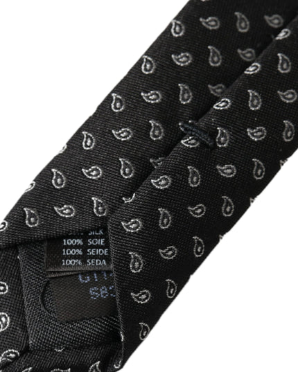 Dolce & Gabbana Black Jacquard Patterned Silk Adjustable Men Tie