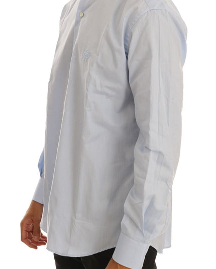 Cavalli Light Blue Cotton Slim Fit Dress Shirt