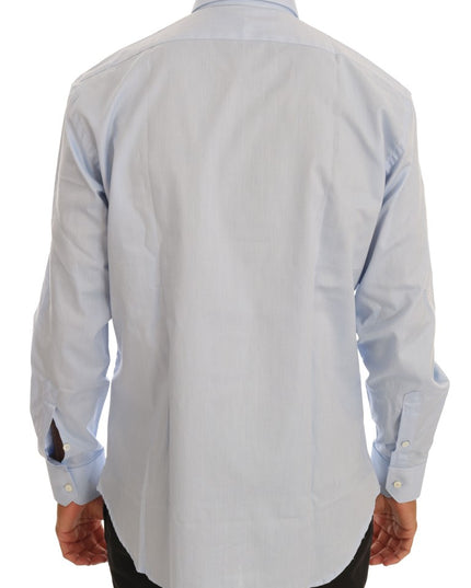 Cavalli Light Blue Cotton Slim Fit Dress Shirt