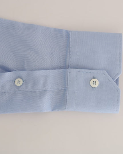 Cavalli Light Blue Cotton Slim Fit Dress Shirt